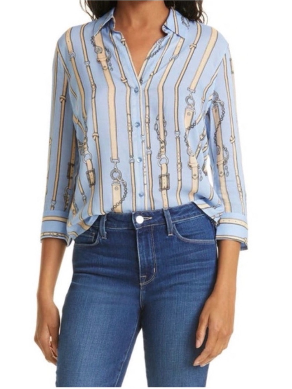 L’AGENCE Camille Belt Print Blouse